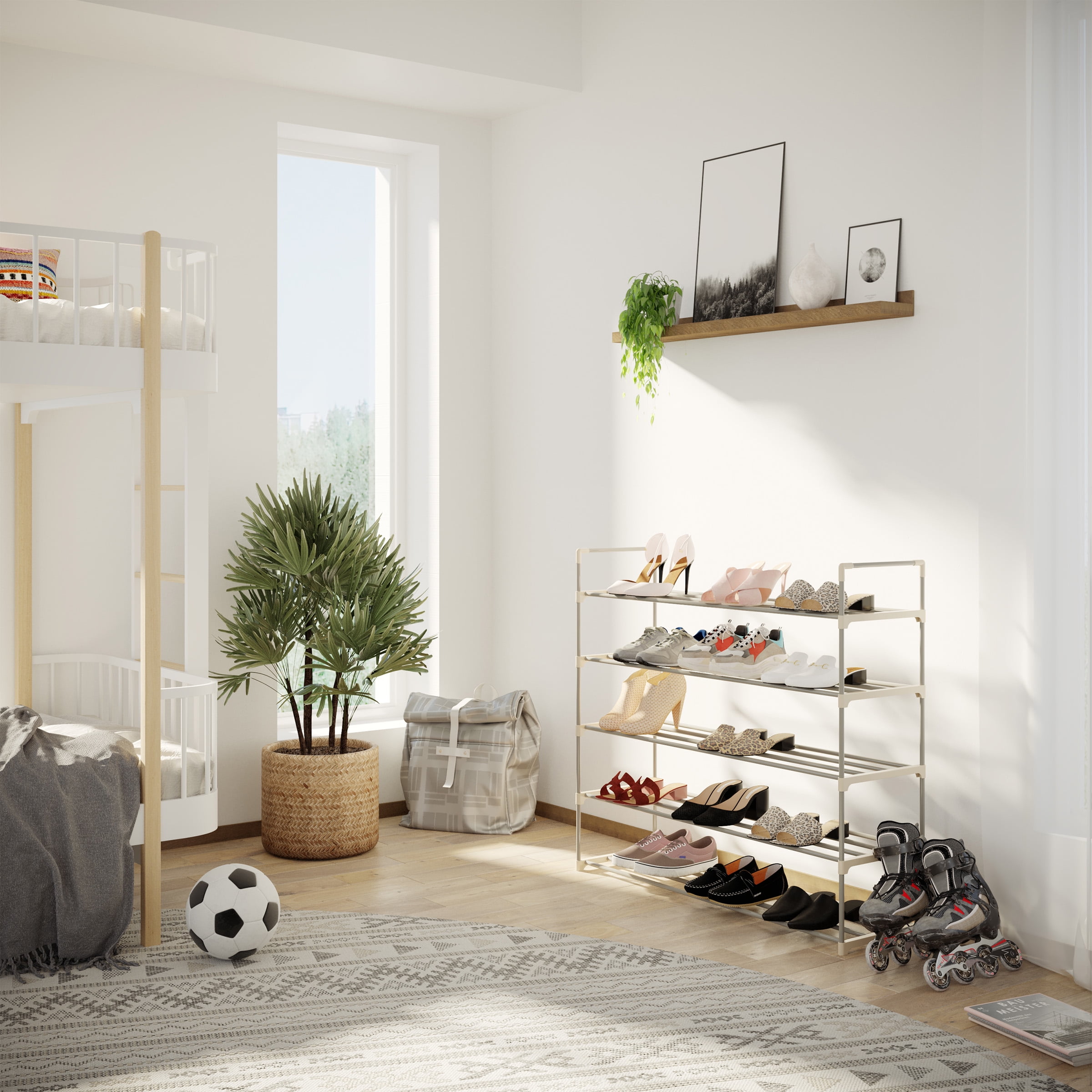 Somerset Home 5-Tier Shoe Rack for 25 Pairs Sneakers, Heels, Boots (Gray)