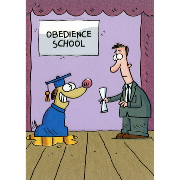 Designer Greetings Dog Graduating Obedience School Funny / Humorous Graduation Congratulations Card
