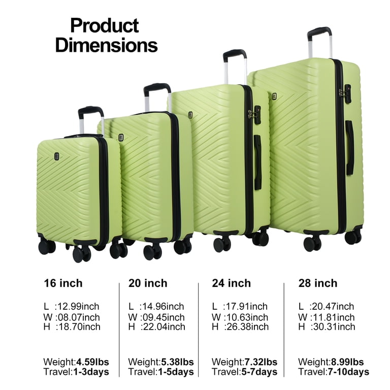 Travelhouse 4 Piece Hardshell Luggage Set, Lightweight Spinner