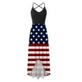 thumbnail image 2 of WISEFIN Women American Flag Print Patchwork Irregular Hem Halter Slip Dress, 2 of 4