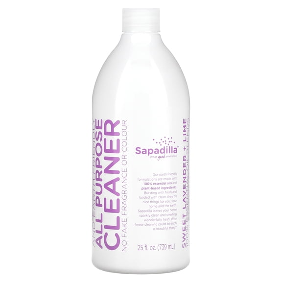 Sapadilla All Purpose Cleaner - Sweet Lavender + Lime - Made with 100% Pure Essential Oil Blends, Super Concentrated, Multi-Surface Cleaner, Aromatic, Plant Based, Biodegradable - 25 Ounce (Pack of 1)