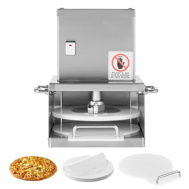 KFFKFF Machine Électrique de Presse à Pâte à Pizza, Plaque de Presse à Pâtisserie à Pizza de 6 Pouces, Presse-Pain en Acier Inoxydable, Machine de Formage Commerciale à Épaisseur Réglable, avec 100 Pcs de Papier Parchemin