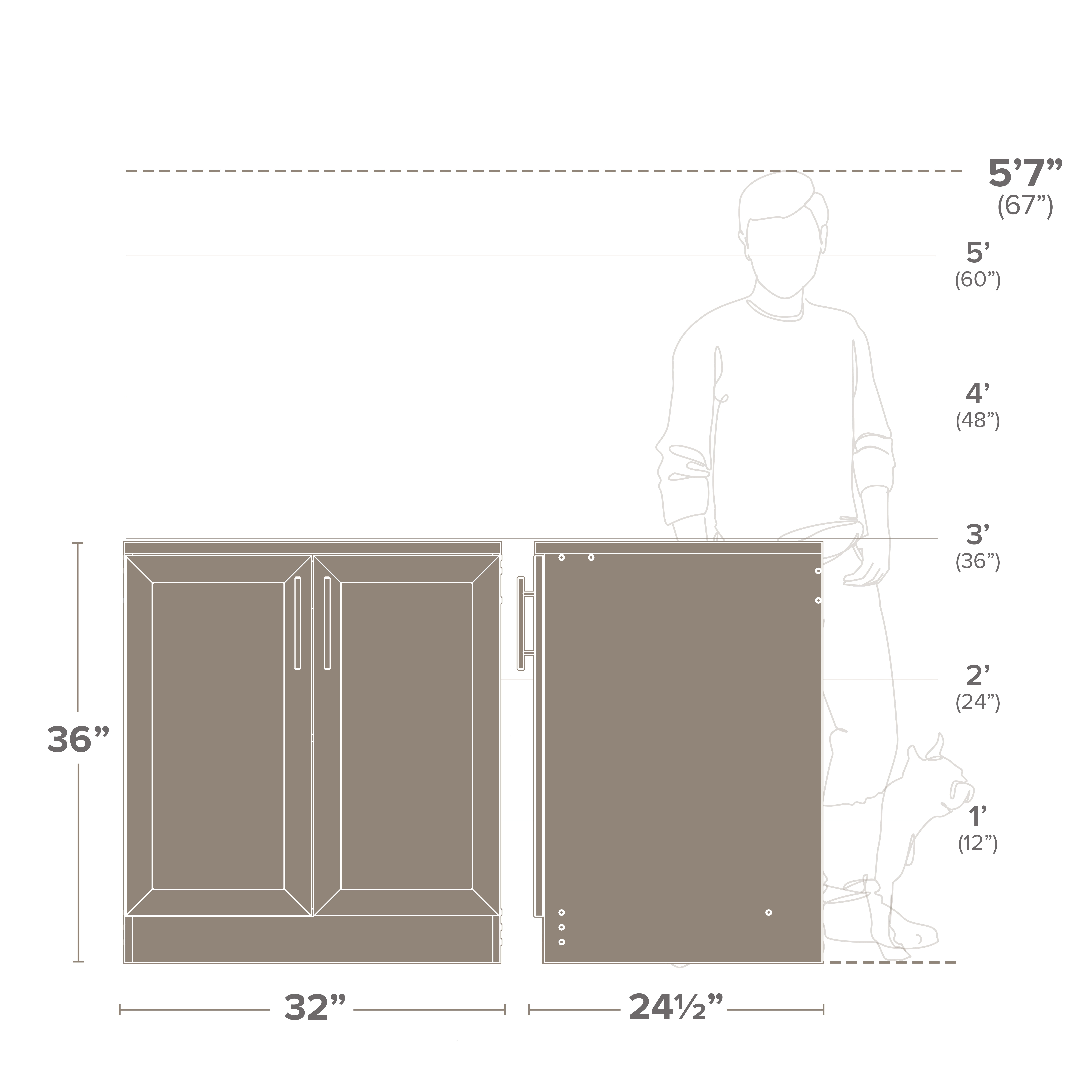 Prepac Elite 32" W Storage Cabinet with Panel Doors, White Storage Cabinet, Base Cabinet, Bathroom Cabinet with 1 Adjustable Shelf 24.5" D x 32" W x 36" H, WSCR-1005-1
