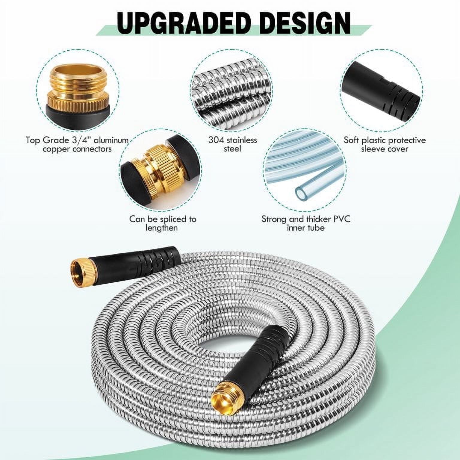 Steel Metal Garden Hose - Heavy Duty 304 Stainless Steel Hose