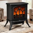 thumbnail image 3 of TopComfy Electric Fireplace Stove Heater with Realistic Log Set Flame Effect Freestanding Design Adjustable Heat Settings for Living Room Bedroom, Black, 3 of 6