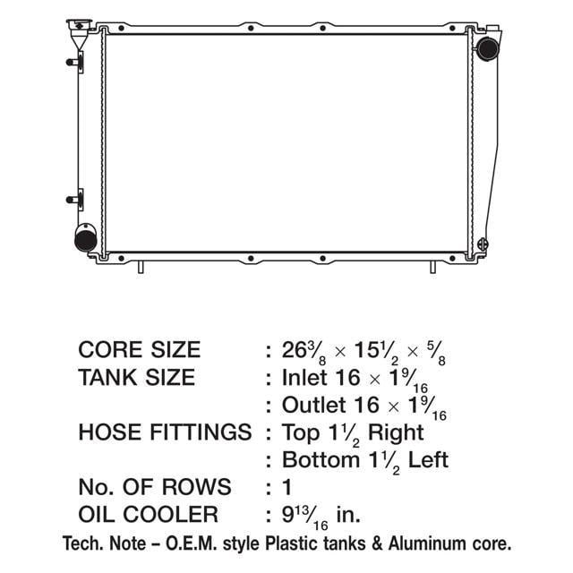 CSF 2620 1 Row Plastic Tank Aluminum Core Radiator