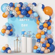SPECOOL Blue Theme Party Balloons Garland Kit Blue Orange Blush Dog Paw Balloon Arch with Bone Shaped Foil Balloons for Birthday Baby Shower Party Decorations