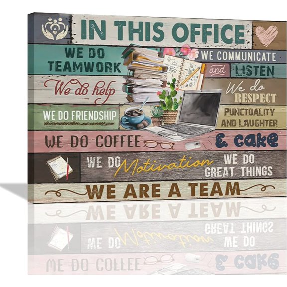 In This Office Wall Art Inspirational Wall Art for Office Motivational Quotes Canvas Painting Print Cactus Succulents We Are A Team Wall Decor Framed for Modern Office Wall Decor Artworks 12x16in