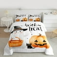 thumbnail image 2 of jejeloiu Trick Or Treat Bedding Comforter Set,Kawaii Halloween Ghost Twin Comforter Sets,Cute Cat Pumpkin Lantern Bedding Set For Kids Girls Boys,Luxury Bedroom Decor Reversible,2pcs, 2 of 8