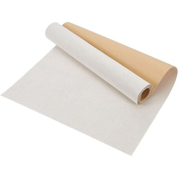 1 rollo de parches de reparación de lino caqui claro de 2,2 yardas, 15,8" de ancho, adhesivos para ropa, decoración de sofás y reparaciones de bricolaje.