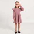 thumbnail image 2 of Hotiary 2-7Y Girls Fall Winter Casual Ribbed Knit Dresses Ruffle Long Sleeve Sweater Dress Button Party Holiday Dress, 2 of 8