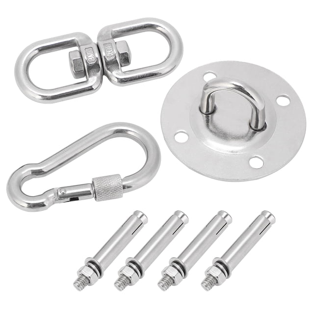 Kit para colgar hamaca/columpio de acero inoxidable, placa de montaje en techo, gancho a presión, gancho de doble ojo YUNYI BRAND Deportes