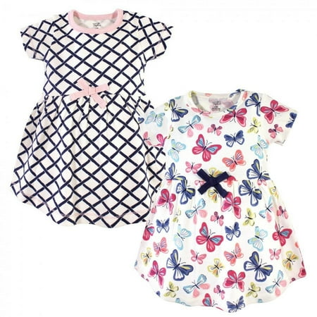 

Touched by Nature Baby and Toddler Girl Organic Cotton Short-Sleeve Dresses 2pk Bright Butterflies 4 Toddler