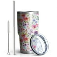thumbnail image 2 of 30oz Pioneer Tumbler Stainless Steel Vacuum Colorful Floral Insulated Travel Coffee Mug with Splash-Proof Lid Metal Straw White, 2 of 7