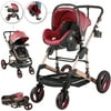 VEVOR  Baby Strollers 3 in 1 Portable Infant Baby Carriage Travel System,High View Baby Pram,Baby Prams Buggy Jogger Stroller