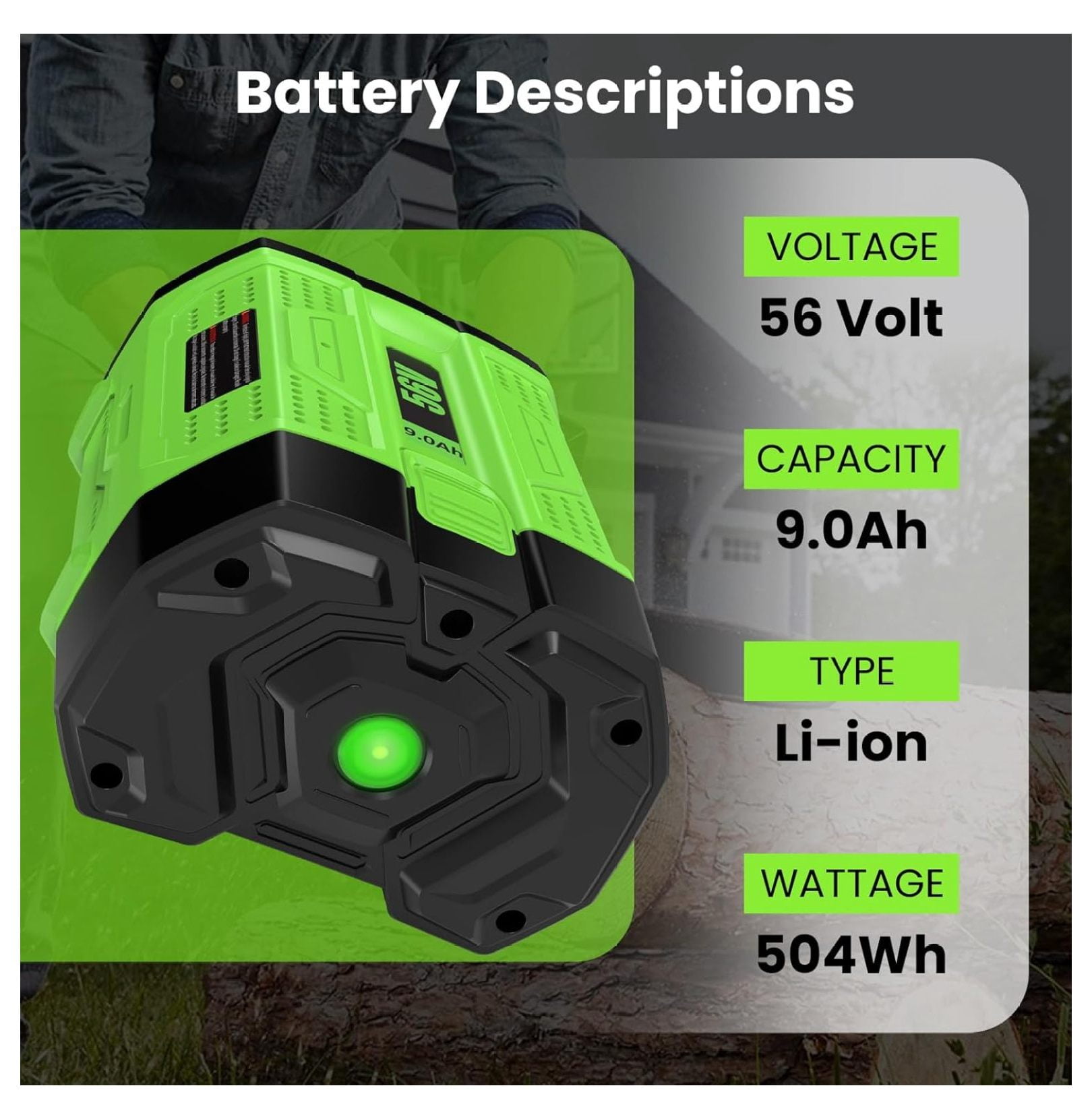 EGO 56V 9.0Ah Battery Replacement - BA2800 Compatible, 9000mAh Lithium Power Pack for EGO Tools BA2800T, BA4200, BA1400, CS1604 & More - 1PC