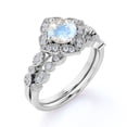 thumbnail image 4 of JeenMata 1.5 carat Round Faceted Rainbow Moonstone and Moissanite Eternity Bridal Ring Set in 18k White Gold over Silver, 4 of 6