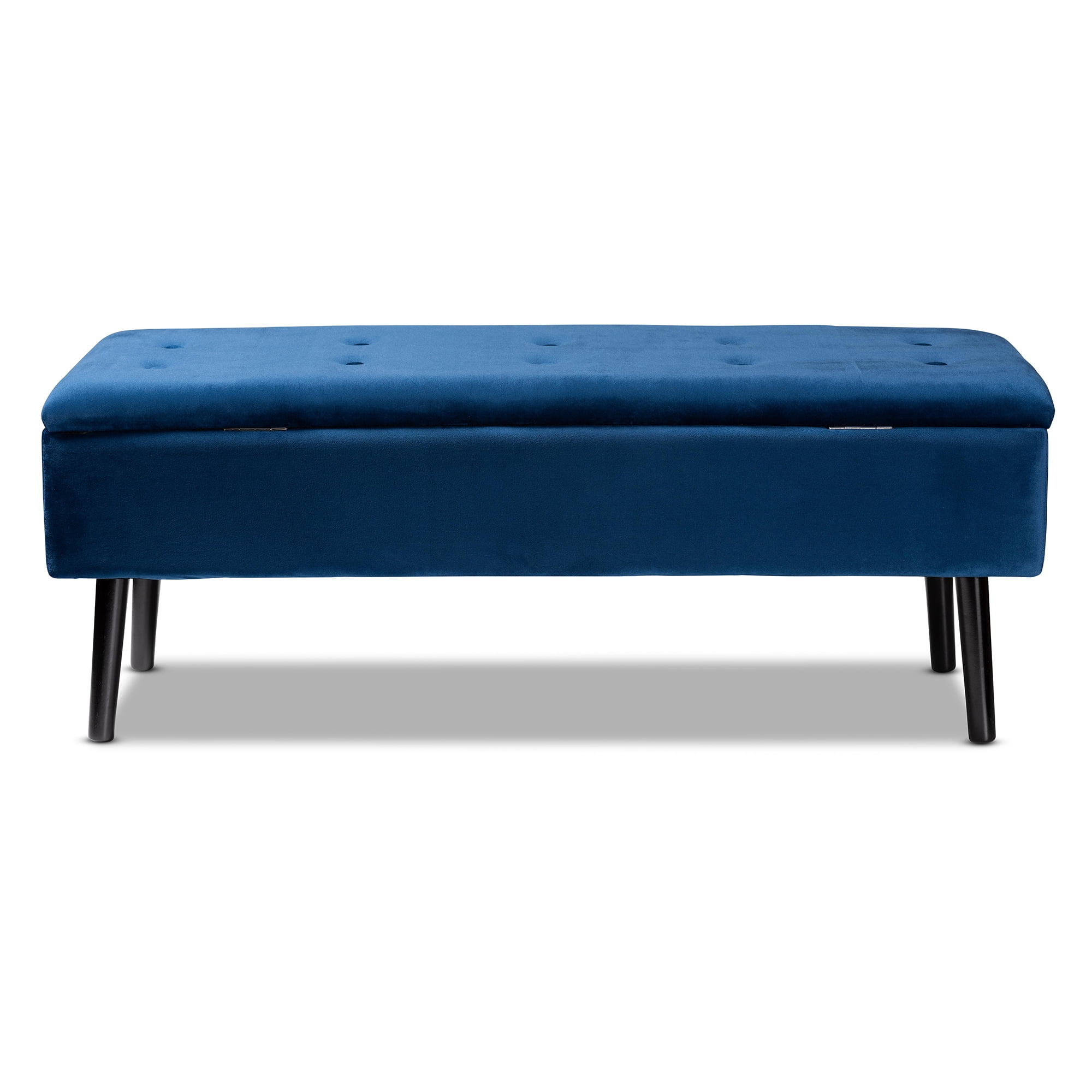Baxton Studio Caine Upholstered & Tufted Bench, Navy Blue