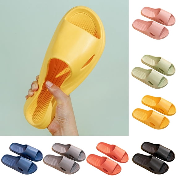 Puntoco Cloud Slippers for Women and Men, Pillow House Slippers Shower Shoes Indoor Slides Bathroom Sandals, Ultimate Comfort, Lightweight, Thick Sole Yellow 7.5(40-41)