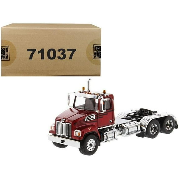 Diecast Masters 71037 1 by 50 Diecast Scale Day Cab Tractor for Western Star 4700 SF Tandem Model, Metallic Red & Silver