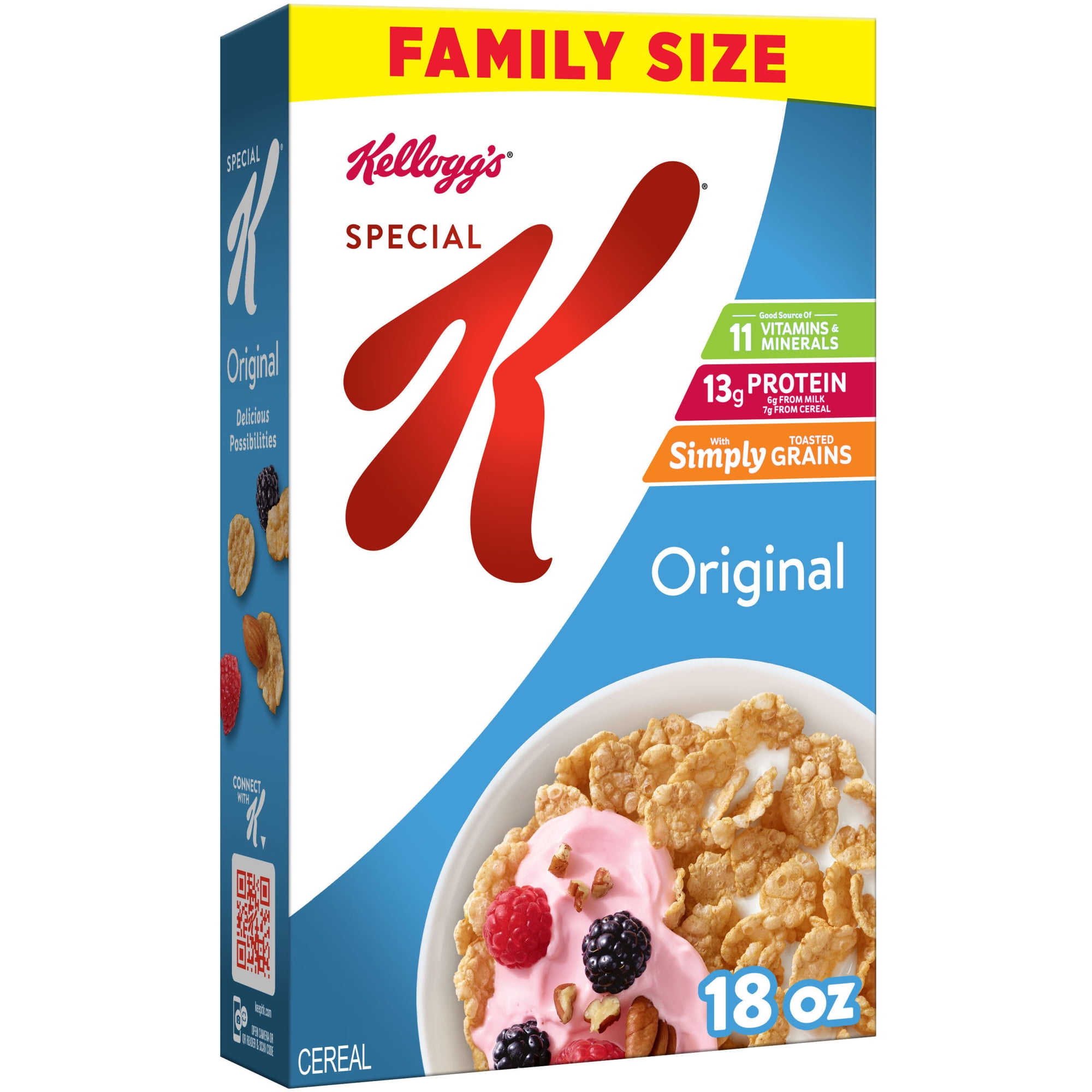Kellogg's Special K Original Breakfast Cereal, 11 Vitamins and Minerals, Family Size, 18 oz
