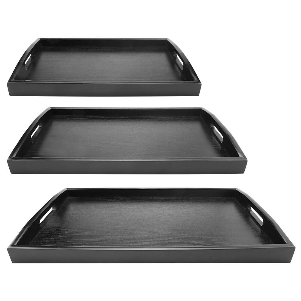 Plateau De Service Rectangulaire En Bois 44 X 32 Cm Pour Cuisine, Fêtes Et Petit Déjeuner