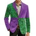 thumbnail image 2 of Men's Mar-di Gras Suit Jacket Corduroy Carnival Color Stripe Print Carnival Themed Party Jacket Two Button Slim Fit Carnival Blazers, 2 of 5