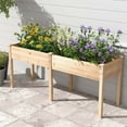 thumbnail image 4 of Costway Outdoor Raised Garden Bed with Legs 73x23x30in Wood Planter Box with Divider Panel Beige, 4 of 10