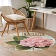 thumbnail image 4 of Pink Vintage Floral Round Area Rug 3.3 FT, Non Slip Small Entryway Kitchen Mat, Summer Botanical Retro Washable Soft Circular Rug Non-Shedding Door Mat for Bathroom Playroom Kids Room, 4 of 9