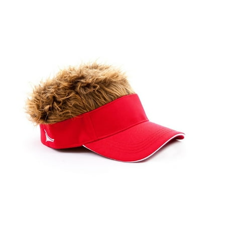 RED VISOR FLAIR HAIR - Brown Wig - NOVELTY GAG COSTUME
