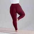 thumbnail image 5 of Women's Leggings Plus Size 7/8 Length Compression Loose High Waist Yoga Pants Butt Lifting Tummy Control Swim Leggings Wine 4XL, 5 of 5