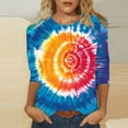 thumbnail image 2 of CYMMPU 3/4 Sleeve Blouses for Women Dressy Casual Fall Trendy Shirts Tunic Tops Tie Dye Loose Fit Crew Neck Spring Tops Ombre T-Shirts L, 2 of 5