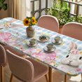 thumbnail image 3 of Blue Easter Table Cloths for 8 Foot Rectangle Tables, Spring Easter Bunny Eggs Floral Buffalo Plaid Patio Waterproof Elastic Fitted Tablecloths, Washable Rectangular Table Cover for Camping, 3 of 8