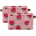thumbnail image 2 of Strawberries Leaves and Flowers Storage Basket, Durable Canvas Organizer With Handles Large Collapsible Storage Bins Boxes for Home Office - 1 Pack Home Decor, 2 of 7