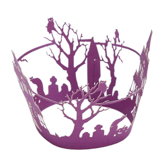 Creative Purple Cake Wrappers Hollow Paper for Decoration 50Pcs
