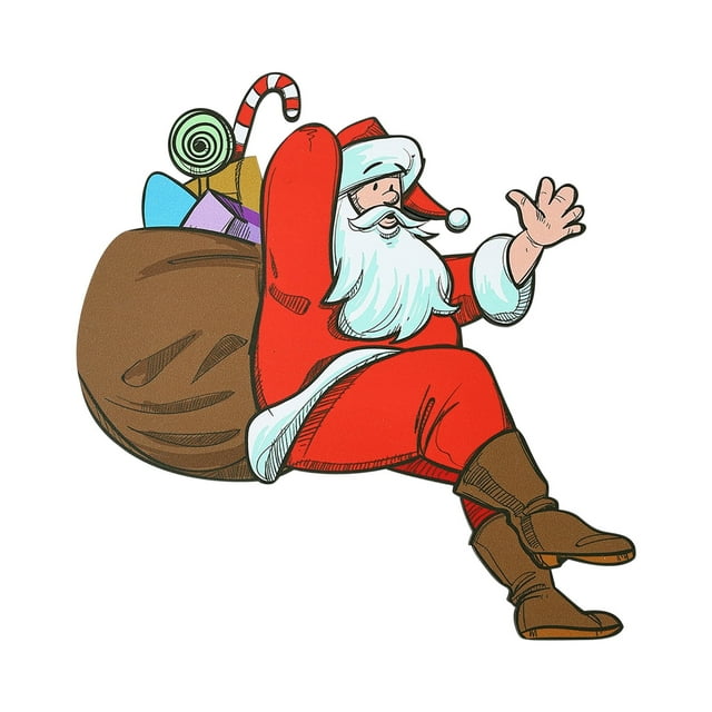 3D Santa Claus Reindeer Wooden Door Corner Sticker Festive Wall Decal for Home Entryway and Holiday Interior Design