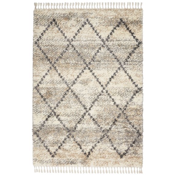 Nourison Scandinavian Shag SCN01 Ivory/Grey Area Rug 4' x 6'