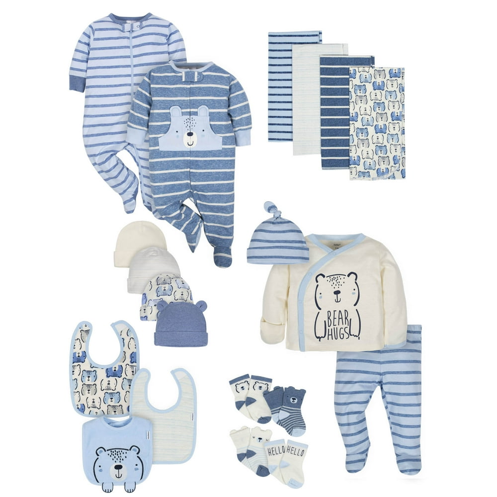 Gerber Baby Boy Organic Newborn Clothes Shower Gift Set, 20Piece