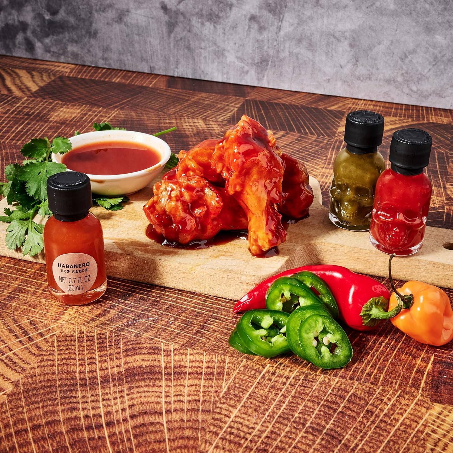 Man Crates Hot Sauce Inferno Flight, Includes 21 Flavors in Skull-Shaped Mini Hot Sauce Bottles, Spicy Challenge with Habanero, Ghost Pepper for Father's Day Gifts