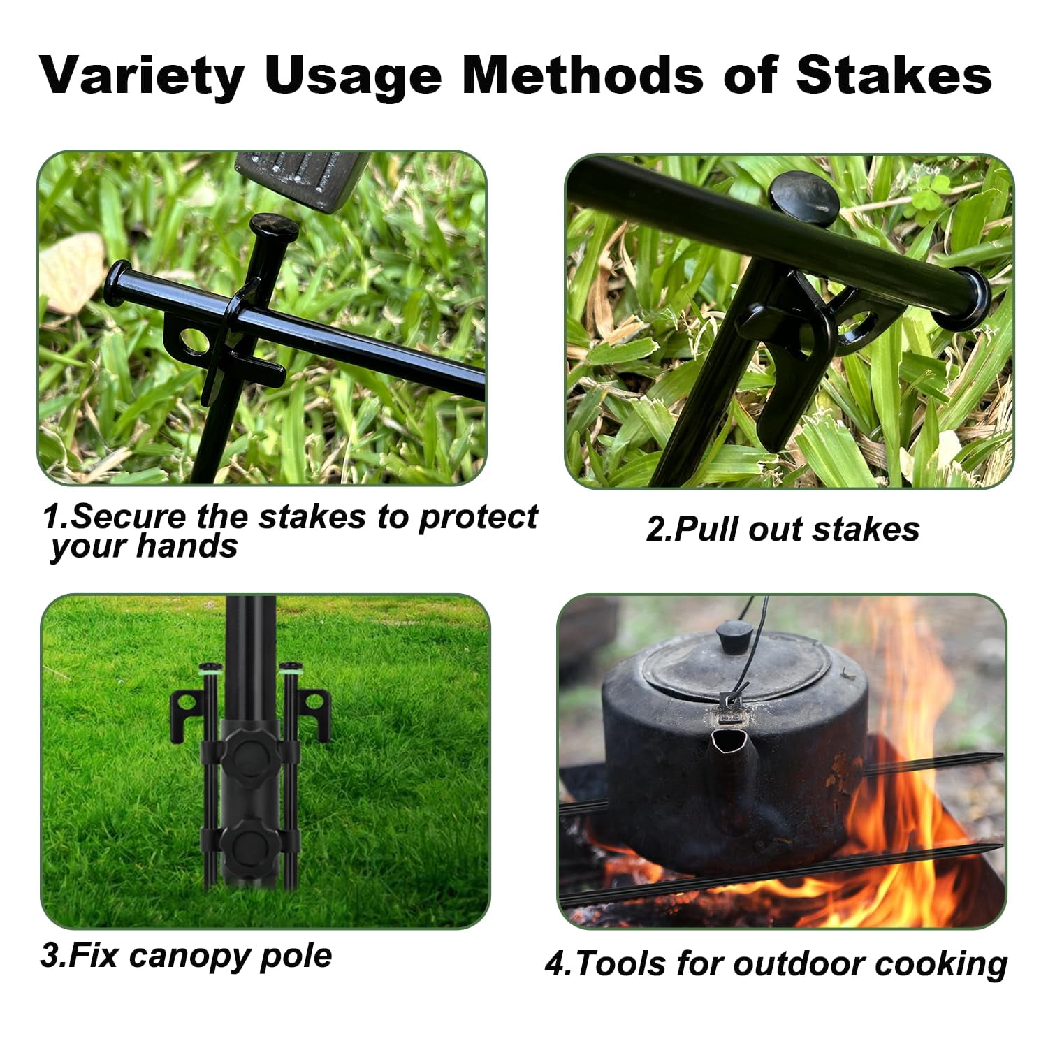 16pcs Tent Stakes  12in Heavy Duty With Storage Pouch Dia. 0.35" Forged Steel For On Rocks Grassland Snowfield(16pcs Stakes)