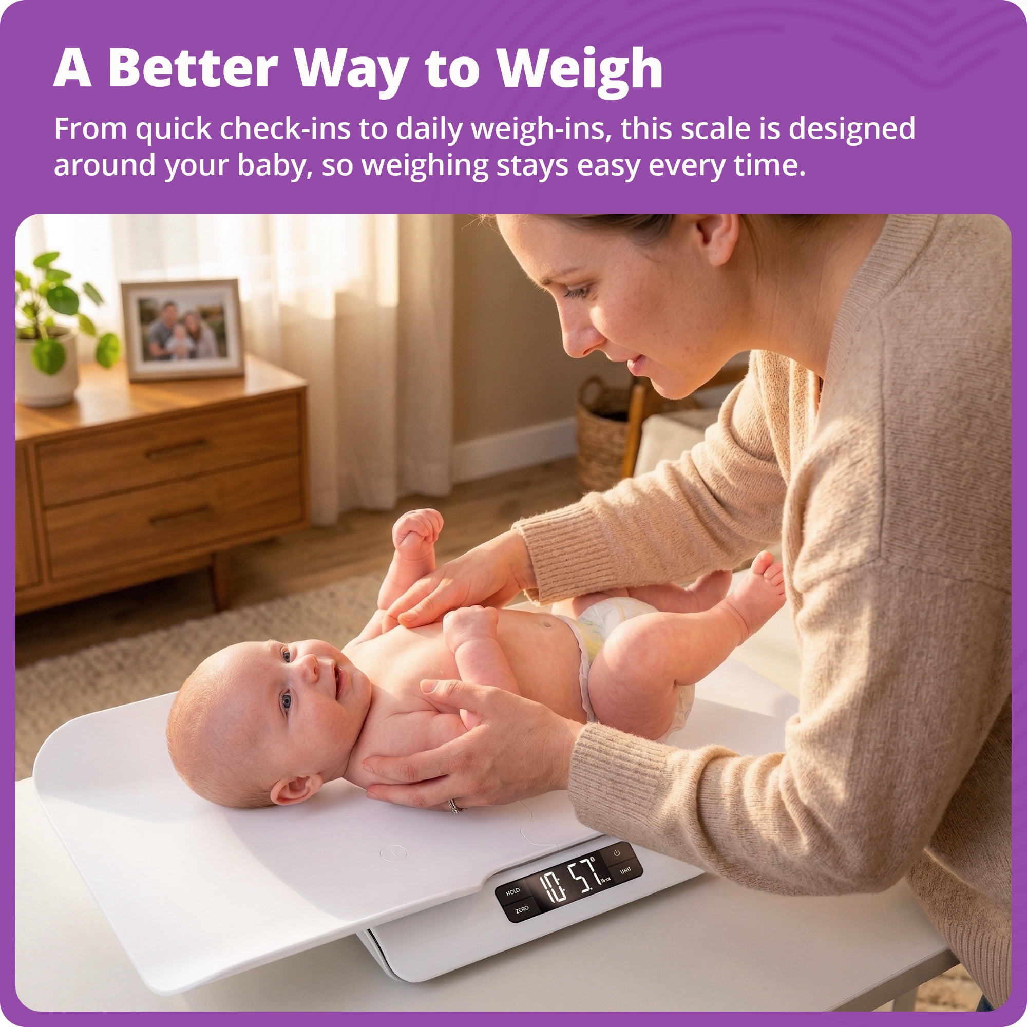 Greater Goods Digital Baby Scale with Bluetooth App, Smart Infant & Toddler Weight Scale, Motion Stabilization for Wiggly Babies