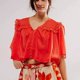 thumbnail image 2 of Top plisado de color liso con cuello de encaje para mujer - Blusa holgada de gasa para la oficina o para llevar a diario - Tallas S-XL, 2 of 4