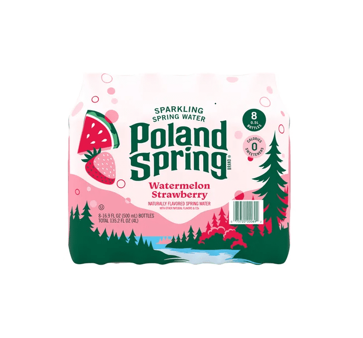 Poland Spring® Watermelon Strawberry Sparkling Water 16.9 fl oz (500 ml) Bottles 24 - Pack