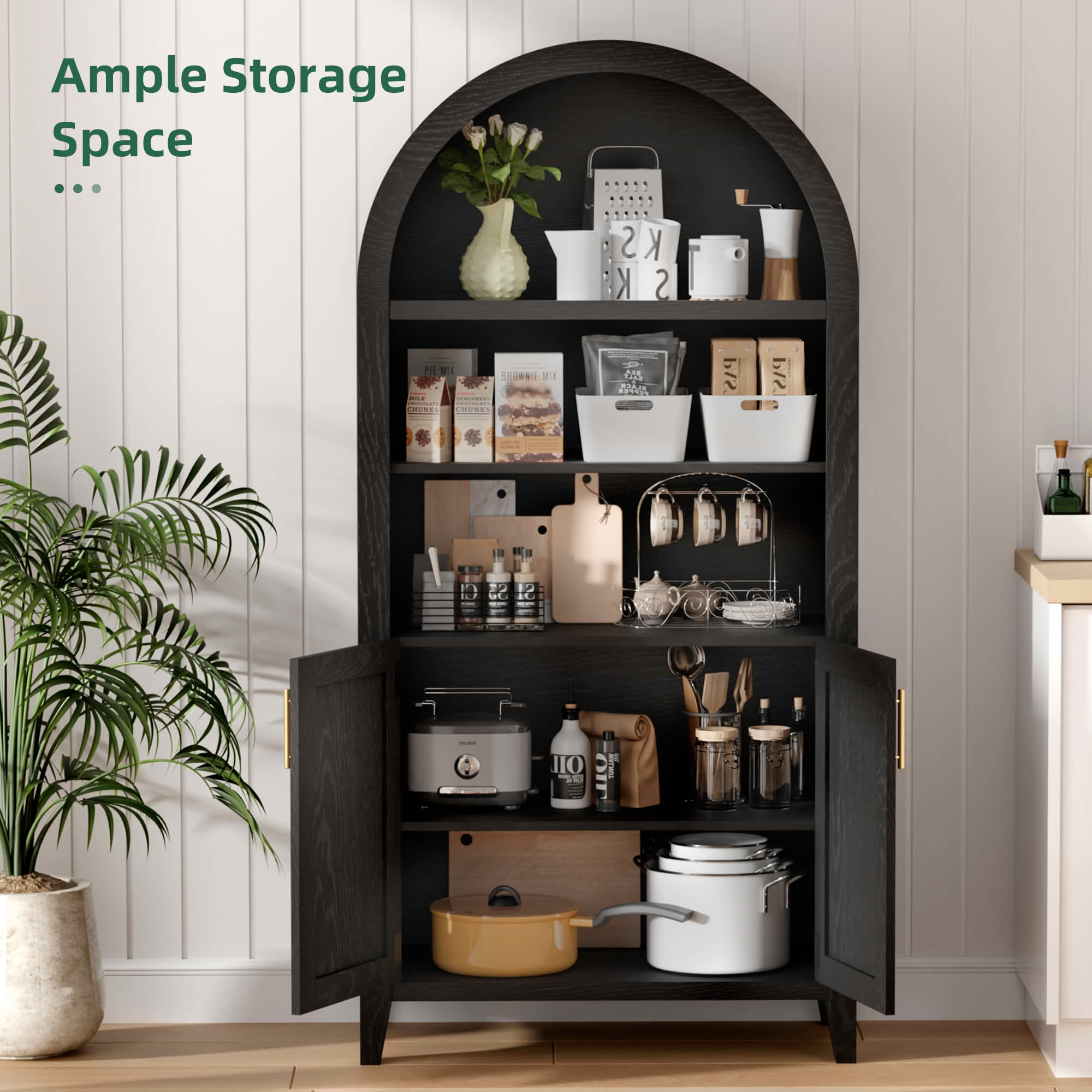 MAYEERTY 63" Full Black Arch Cabinet, for Bedroom Living Room