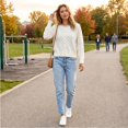 thumbnail image 5 of Dwellite Womens Cardigan Cropped Button Up Sweater Loose Fit Long Sleeve Polka Dot Comfy Crew Neck Fall Winter Knit Cardigan Jackets 2026 White L, 5 of 7
