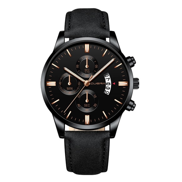 Reloj de cuarzo para hombre, relojes para hombre, reloj de pulsera analógico de cuarzo de cuero con caja de acero inoxidable deportivo de moda para hombre, reloj para hombre