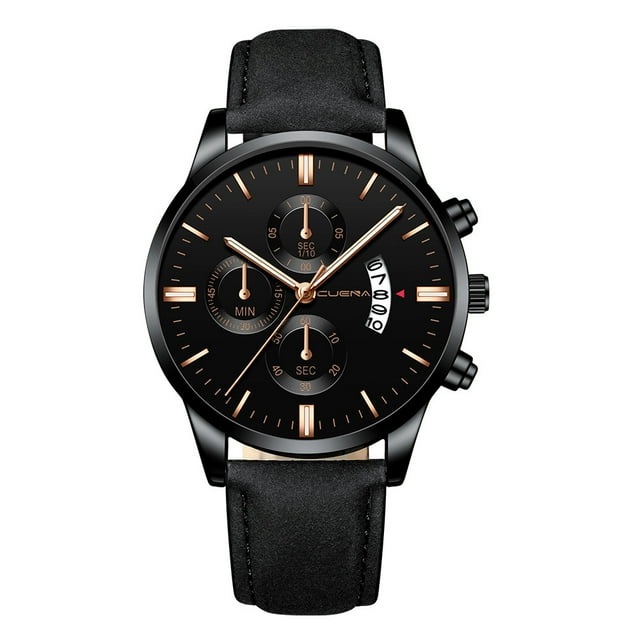 Reloj de cuarzo para hombre, relojes para hombre, reloj de pulsera analógico de cuarzo de cuero con caja de acero inoxidable deportivo de moda para hombre, reloj para hombre