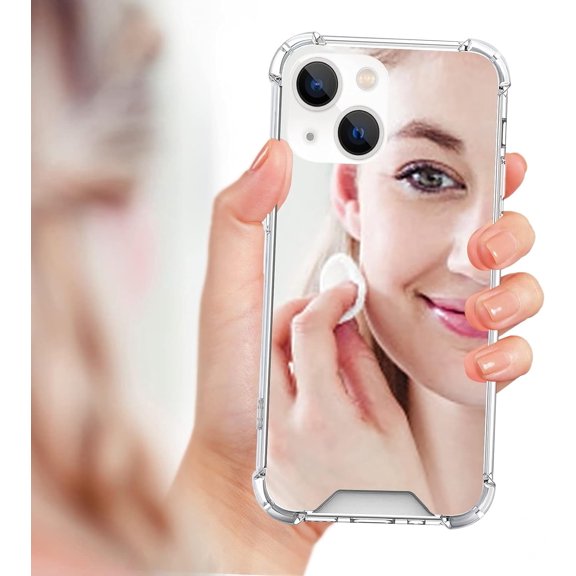 Compatible with iPhone 15 Mirror Case Cute for Women Girls Silicone Bumper Slim Ultra Thin Corner Protection Case Shockproof Design Fashion Luxury Cover Silver