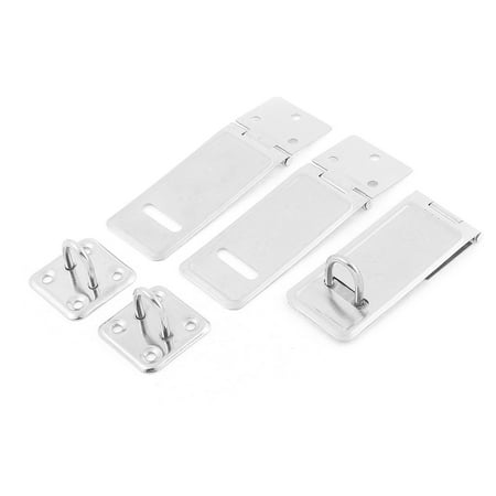 Unique Bargains Garage Door Stainless Steel Padlock Hasp Staple Set 94mm Length 3 Pcs