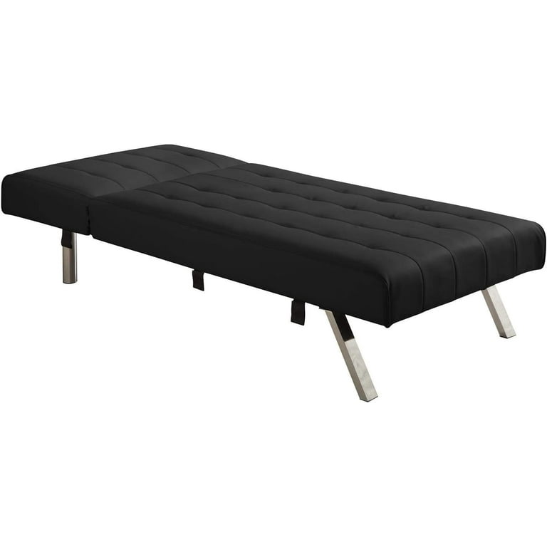 XYJJcfurni Emily Chaise Lounger With Chrome Legs Black Faux